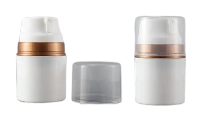 Airless lahvička bílá se zlatými detaily 100ml