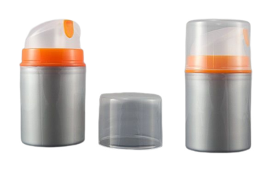 Airless lahvička šedá s oranžovými detaily 100ml