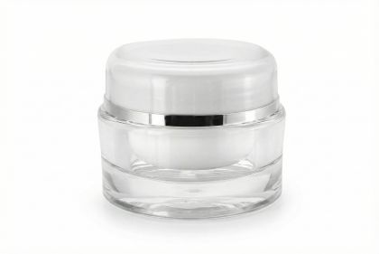 30 ml akrylový kelímek bílý se stříbrným proužkem