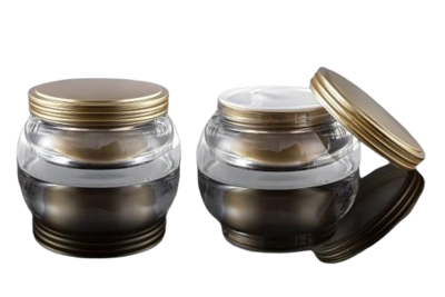 Akrylový kelímek 40ml čirý se zlatým víčkem