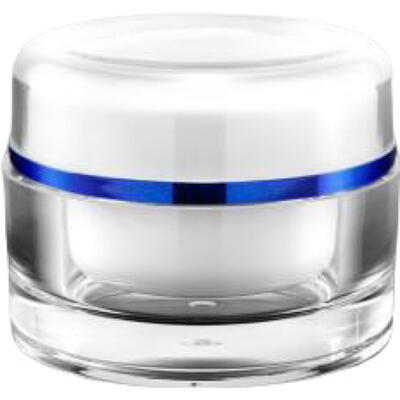 Akrylový kelímek bílý 30ml s modrým proužkem