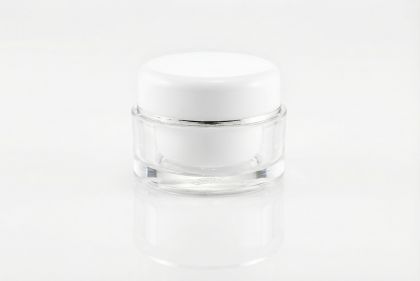 5 ml akrylový kelímek bílý se stříbrným proužkem