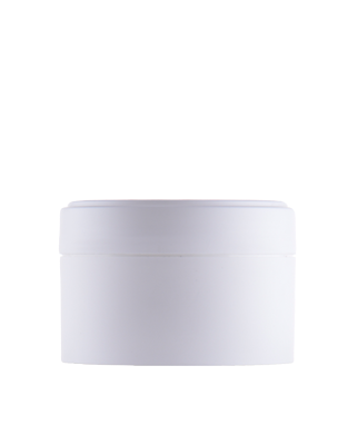 BÍLÝ kelímek FUN2 na kosmetiku s víčkem 100ml,   mat