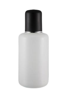 Lahvička plastová bílá s černým víčkem 150ml