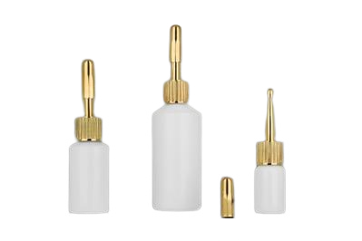Lahvička plastová bílá se zlatým aplikátorem 30ml