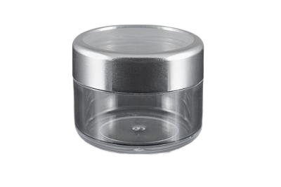 Plastový kelímek 18ml čirý se stříbrným víčkem