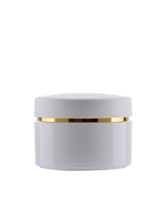 Plastový kelímek bílý 50ml se zlatým proužkem + mezivíčko