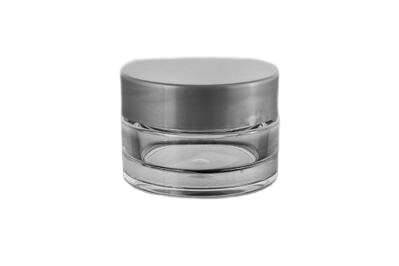 Plastový kelímek kulatý 15ml, transparent S02 se stříbrným včkem