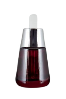 Skleněná lahvička červená se stříbrným víčkem 50ml