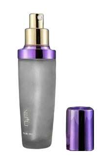 Skleněná lahvička čirá matná s fialovým víčkem 50ml