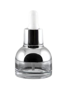 Skleněná lahvička čirá se stříbrným detailem 30ml