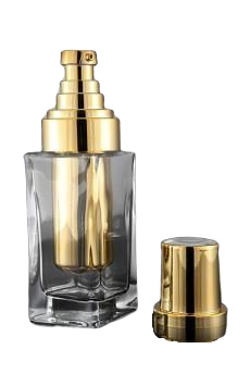 Skleněná lahvička čirá se zlatými detaily 90ml