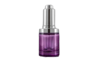 Skleněná lahvička fialová se stříbrným víčkem 25ml