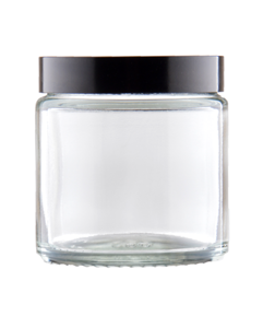 Skleněný kelímek RONA+ čiré sklo 120ml + černé víčko