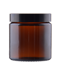 Skleněný kelímek RONA+ hnědé sklo 120ml + černé víčko