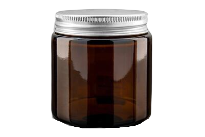 100 ml Skleněný kelímek S0208 hnědé sklo, ALU stříbrné víčko + PP mezivíčko