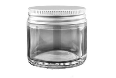 Skleněný kelímek S0208 transparentní sklo 50ml,  ALU Víčko stříbrné