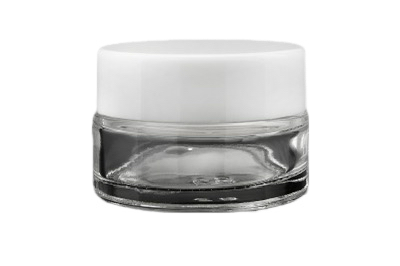 Skleněný kelímek S0288 čiré sklo 15ml,  bílé víčko