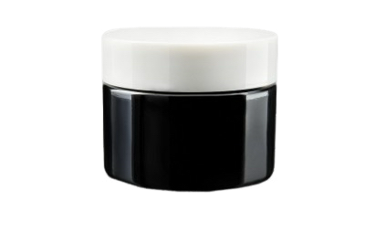 Skleněný kelímek NELI černé sklo 50ml, bílé víčko