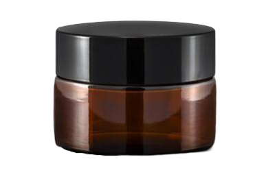 Skleněný kelímek S0308 hnědé sklo 15ml černé víčko