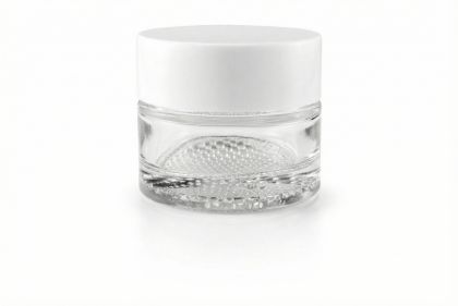 5 ml Skleněný kelímek LUXUR S085 čiré sklo, bílé víčko