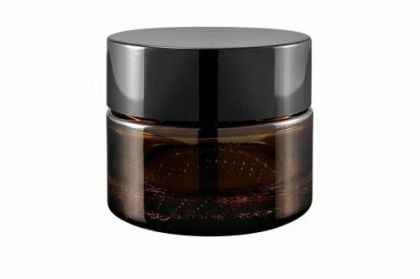 30 ml Skleněný kelímek LUXUR S085 hnědé sklo, černé víčko + PP mezivíčko