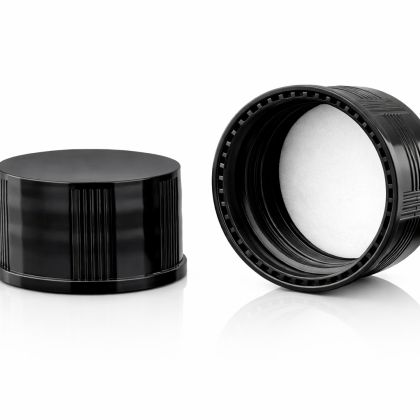 Šroubovací uzávěr 18/410 černý s dětskou pojistkou + kapací vložka