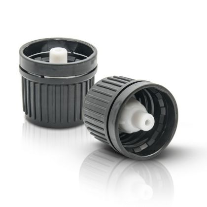 ŠROUBOVACÍ uzávěr ČERNÝ s kapací vložkou bílou 18/410