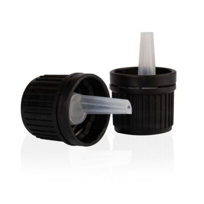 ŠROUBOVACÍ uzávěr černý vroubkovaný s kapací vložkou transparent 18/410 - ER