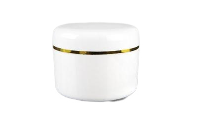 Plastový kelímek 50ml bílý se zlatým proužkem - 1