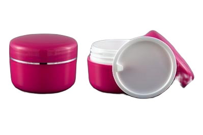 Růžový 15ml kelímek se stříbrným proužkem na kosmetiku s mezivíčkem AISHA - 1