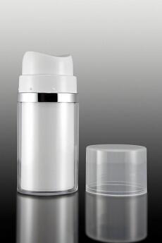 Airless lahvička bílá se stříbrným proužkem 120ml - 2