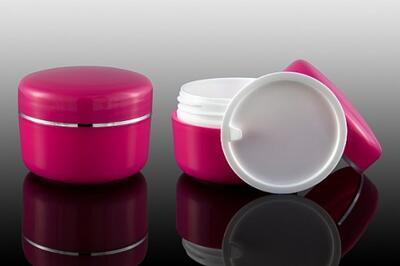 Růžový 15ml kelímek se stříbrným proužkem na kosmetiku s mezivíčkem AISHA - 2