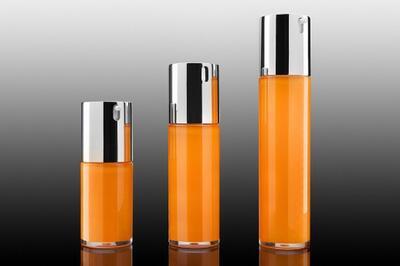 Airless lahvička oranžová se stříbrným víčkem 30ml - 2